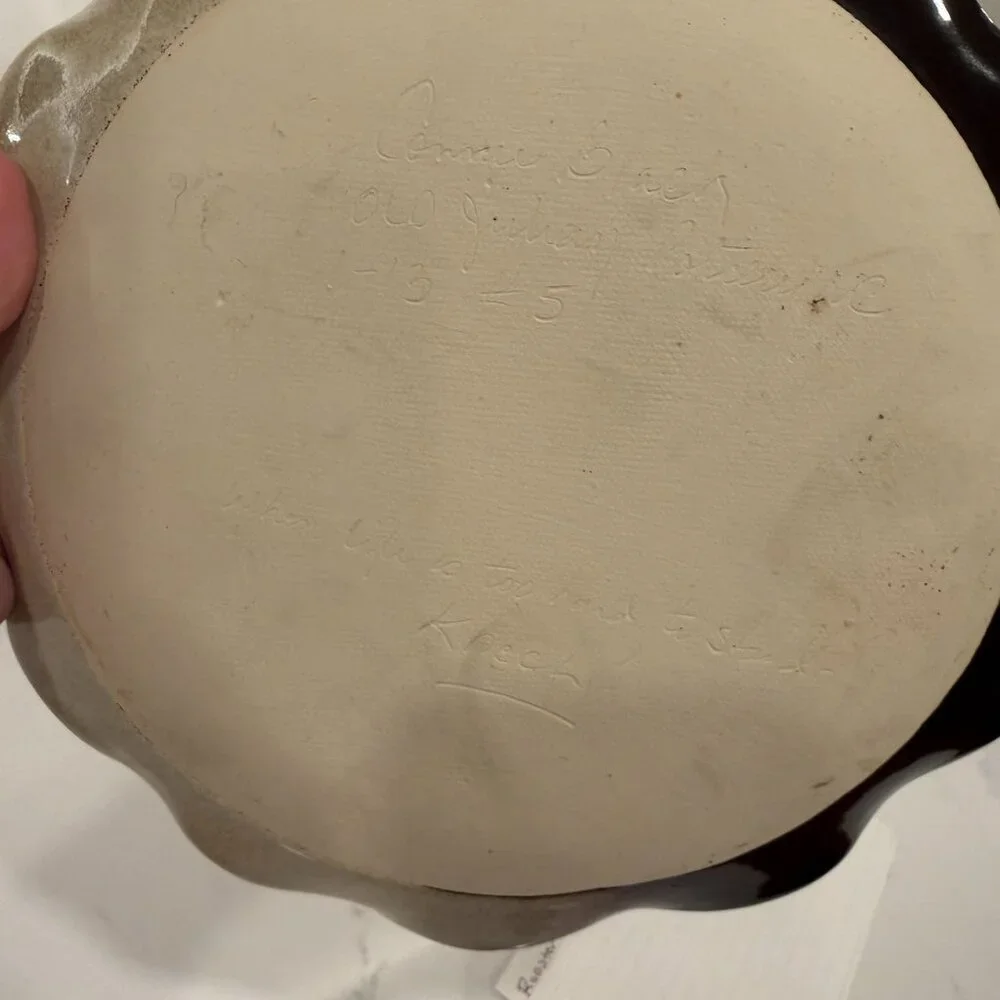 Old Julian Connie Black Red Rooster Chip and Dip Pottery‎ Plate